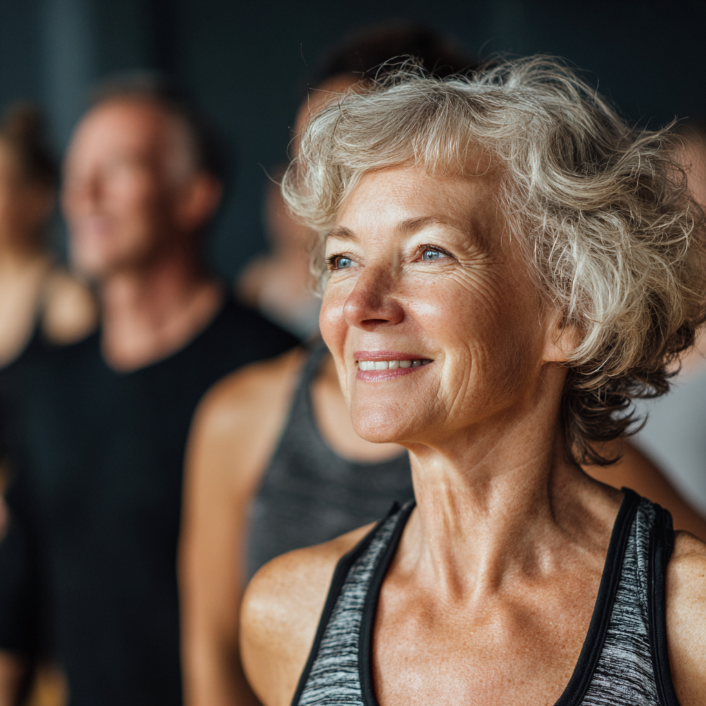 Mature adults participating in group fitness classes with certified instructors